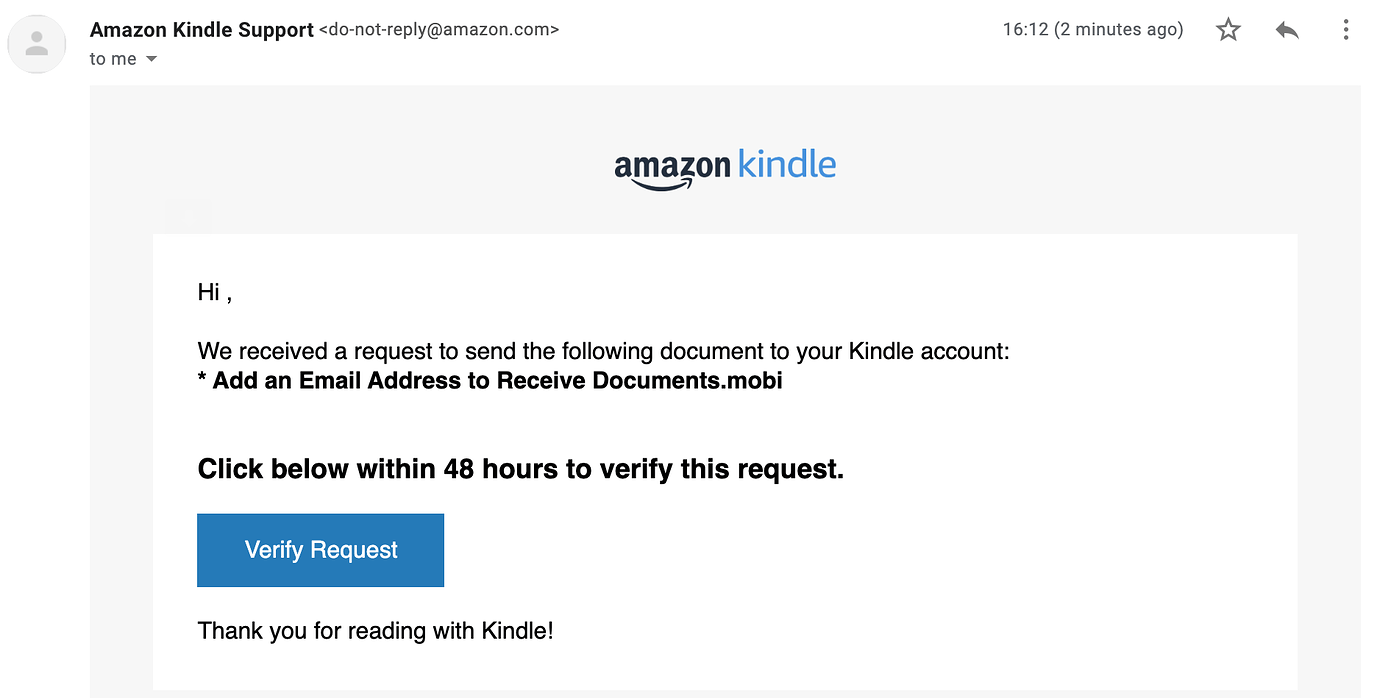change send to kindle email